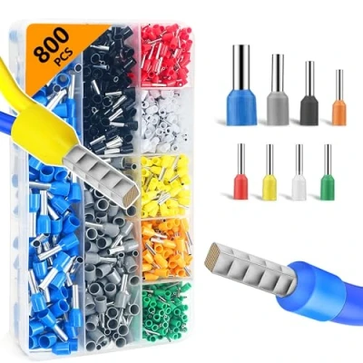 Afbeelding van Set van 800 stuks adereindhulzen, 0,5 mm² 6 geïsoleerde kabelhulzen 22 10 AWG, adereindhulzen assortiment voor draadverbinding