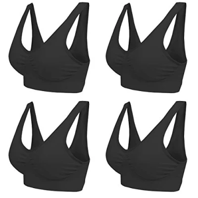 Afbeelding van Boolavard Comfortabele beha voor dames, klassieke bustier, push up en zonder beugel, verpakking van 3 stuks, 4 x zwart., 3XL