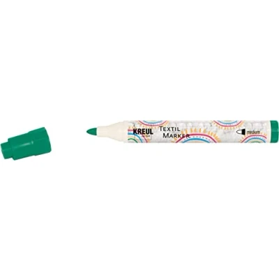 Afbeelding van KREUL 90766 Textielmarker medium, groen, lijndikte ca. 2 tot 4 mm, textielverfstift voor lichte stoffen &amp; textiel, wasvast na bevestiging