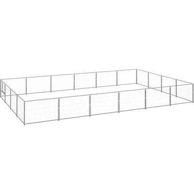 Afbeelding van vidaXL Hondenkennel 24 m² staal zilverkleurig