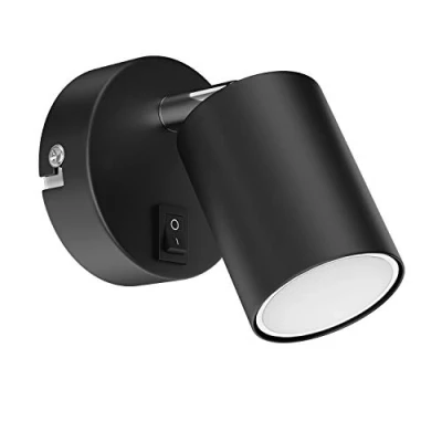 Afbeelding van ledscom.de Wandspot WAIKA met schakelaar zwart mat + GU10 LED lamp warmwit 3 traps dimmen: max. 500lm per stuk