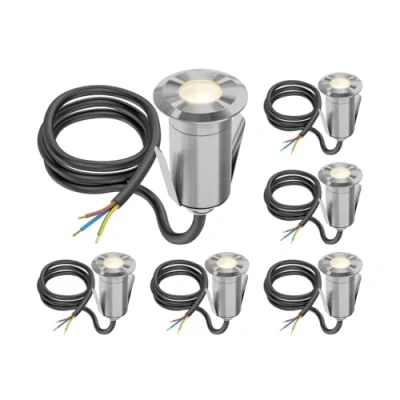 Afbeelding van ledscom.de 6 LED vloerinbouwlamp GLOX voor buiten, IP67, aluminium, rond, 33mm Ø, warm wit, mat