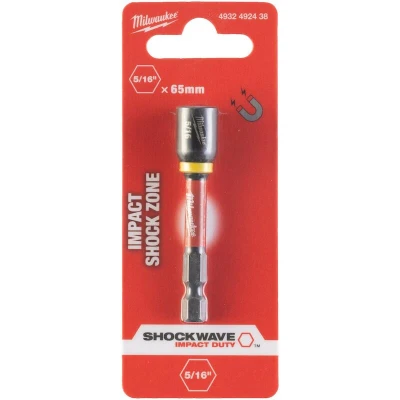 Afbeelding van Milwaukee Nut Driver Mag ShW 5/16&quot; x 65 mm 1 pc Dop SHOCKWAVE™ magnetisch Hex 1/4 5/6&quot; 65mm 4932492438