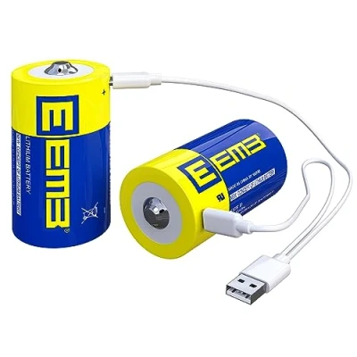 Afbeelding van EEMB D Batterijen 1,5V Oplaadbare 5550mWh Lithium Cell USB Type C Oplaadkabel LR20 Vervangingsbatterij voor Zaklamp 2 Pack
