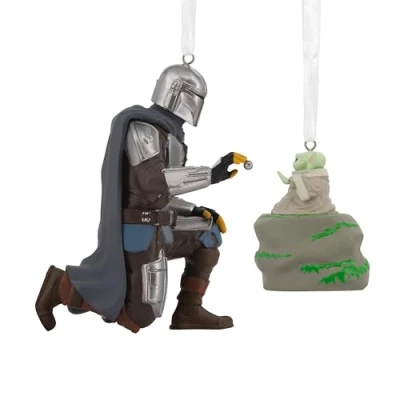Afbeelding van Hallmark Storied Moments, The Mandalorian &amp; Grogu ornament, Star Wars boomdecoratie, hars hangend Kerstmis cadeaus voor