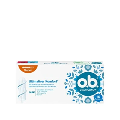 Afbeelding van o.b. ProComfort Super, tampons voor sterke dagen met Dynamic Fit technologie en SilkTouch oppervlak, ultiem comfort betrouwbare bescherming (6 x 16 stuks)
