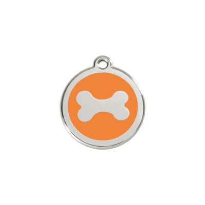 Afbeelding van Bone Orange roestvrijstalen hondenpenning small/klein dia. 2 cm RedDingo