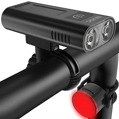 Afbeelding van EILIOC Fietslampen voor en achter, 6400 mAh, USB C, oplaadbaar fietslicht, superhelder, 2400 lumen, waterdichte led fietskoplamp achterlicht, set weg/MTB