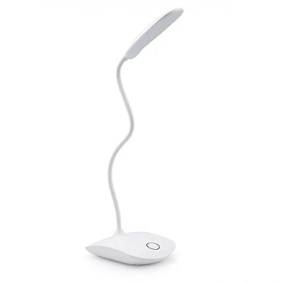 Afbeelding van INF LED tafellamp, bureaulamp, bedlamp, licht, lamp, draaibaar, flexibele voet, dimbaar, werkt op batterijen, wit