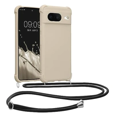 Afbeelding van kwmobile telefoonhoesjegeschikt voor Google Pixel 8 Hoesje van siliconen met telefoonkoord In crème