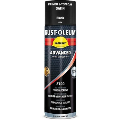 Afbeelding van rust oleum hard hat advanced grondlaag &amp; deklaag zijdeglans gitzwart 500 ml