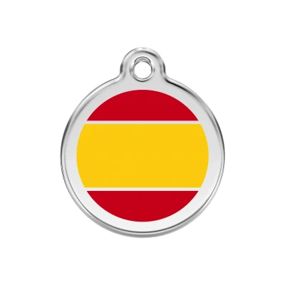 Afbeelding van Spanish Flag roestvrijstalen hondenpenning medium/gemiddeld dia. 3 cm RedDingo