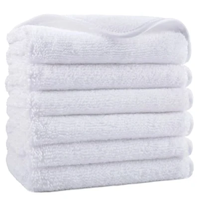 Afbeelding van Polyte Premium microvezel washanddoek niet pluizend 6 stuks wit 33 x cm