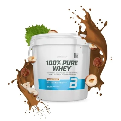 Afbeelding van BioTechUSA 100% Pure Whey Eiwitpoeder met BCAA en Glutamine Glutenvrij, Palmolievrij 21g Eiwit per portie, 4 kg, Hazelnoot