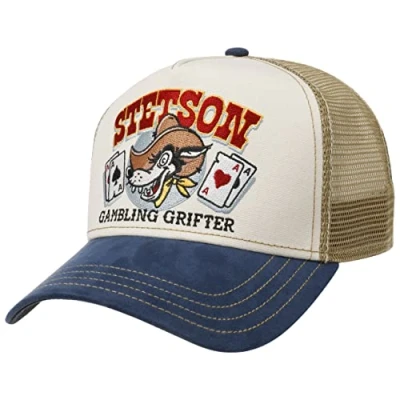 Afbeelding van Stetson Gambling Grifter Trucker Pet Heren mesh cap baseballpet truckercap met klep Snapback voor Zomer/Winter One Size beige