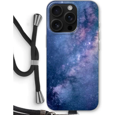 Afbeelding van Case Company® hoesje met Koord geschikt voor iPhone 16 Pro Nebula Telefoonhoesje Zwart Bescherming aan alle Kanten en Over de Schermrand