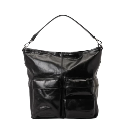 Afbeelding van LIEBESKIND BERLIN Schoudertas LK 204 Archive Lack Distressed Hobo Black Zwart