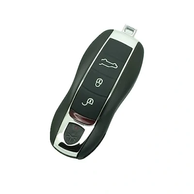 Afbeelding van BROVACS Vervangende sleutelbehuizing + ongesneden lege noodinzet sleutel compatibel met PORSCHE Macan Boxster Cayenne 3 knops Smart Keyless Entry Remote Key Case Fob PG923A