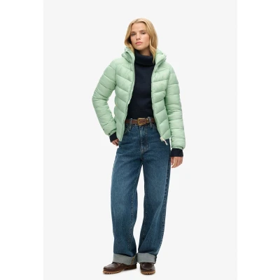 Afbeelding van Superdry Hooded FUJI Padded Winterjas, Dames, Maat: 44, Sea green