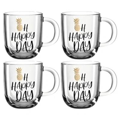 Afbeelding van LEONARDO HOME Kopje EMOZIONE 4 delige set 400 ml OH HAPPY DAY, 046412, glas, transparant