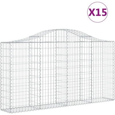Afbeelding van vidaXL Schanskorven 15 st gewelfd 200x30x100/120 cm ijzer