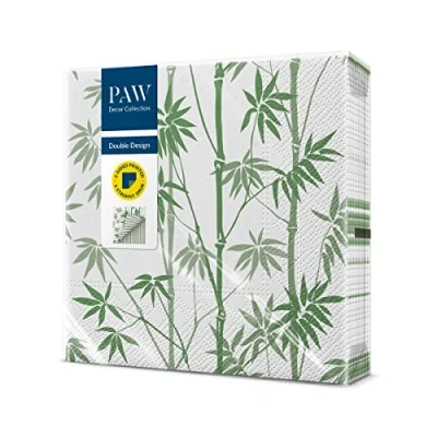 Afbeelding van PAW Papieren Servetten 3 laags (33 x 33 cm) I 20 Stuks Gedrukt met Inkt op Waterbasis aan Beide Zijden Home Decoratie Ideaal voor Dagelijks Gebruik Kleur: Bamboo Forest Stripe