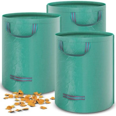 Afbeelding van 272L tuinzak, tuinafvalzak, bladzak, 4 handgrepen, stabiel, zelfstaand, uv bestendig, groot, waterdicht, robuust, van polypropyleenweefsel (PP), 150 g/m², 390 g
