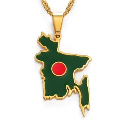 Afbeelding van Ketting Bangladesh Kaart Goudkleurig Vlag