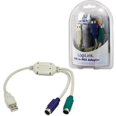 Afbeelding van LogiLink Adapter USB 2x PS/2, 0,2 m, 6 p Mini DIN, A, Mannelijk, Vrouwelijk, Grijs