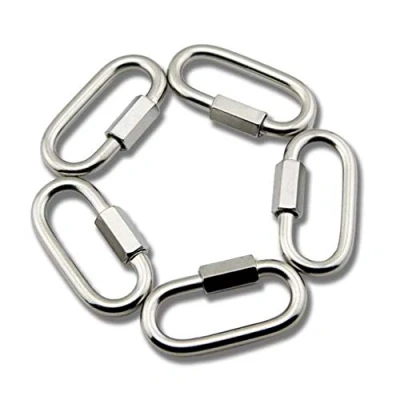 Afbeelding van Yasorn 5 Pack M6/0.25 &quot;roestvrij staal D vorm vergrendeling karabijnhaak Quick Link sleutelhanger met ketting connector gesp