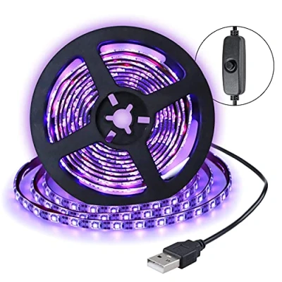 Afbeelding van Blacklight Ledstrip, 2 m, 3528, 120 leds, blacklight, uv ledbar, stroomvoorziening via USB, 395 nm zwart lichteffect, feestlicht, podiumverlichting, voor Kerstmis, Halloween, party, carnaval, disco balzaal