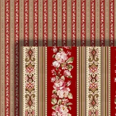 Afbeelding van Melody Jane Dolls Houses Poppenhuis Behang Victoriaanse Bloemen Streep 1/2&quot; 1:24 Miniatuur Print 586