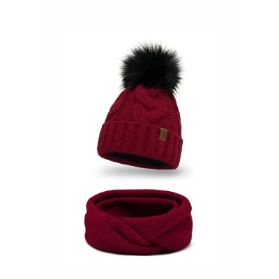 Afbeelding van Vivisence 7014 Beanie AND LOOP Scarf SET Sjaal, Dames, Maat: One Size, Maroon