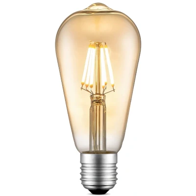 Afbeelding van Home Sweet Edison Vintage E27 LED filament lichtbron Drop Amber 6.4/6.4/14cm ST64 Deco Retro lamp Dimbaar 6W 660lm 2700K warm wit licht geschikt voor fitting