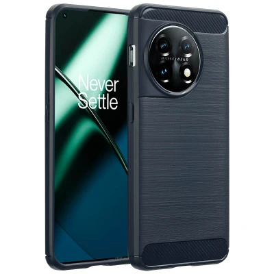 Afbeelding van OnePlus 11 Hoesje Siliconen en TPU (zacht) imoshion Softcase/Backcover Donkerblauw Telefoonhoesje