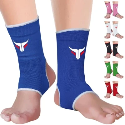 Afbeelding van Mytra Muay Thai enkelsteun, kickboksen, enkelverstuiking, blessure, pijnverlichting, elastische bretels (blauw, S/M)