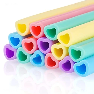 Afbeelding van Tomorotec 15 STKS Herbruikbare Siliconen Drinken Rietjes Hartvormige 10 &quot;Lang voor 67 20oz Tumblers Zachte Wasbare BPA vrije Food Grade Flexibele Buigende Veilig