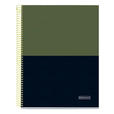 Afbeelding van Miquelrius A4 notitieboek, 140 vellen à 70 g/m², gelinieerd horizontaal 7 mm, 4 gekleurde strepen, gaten, hardcover, Rider Green Collection
