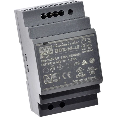 Afbeelding van Mean Well HDR 60 48 DIN rail netvoeding V/DC 1.25 A W Aantal uitgangen: 1 x Inhoud: stuk(s)