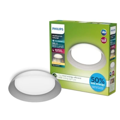 Afbeelding van Philips Fleta plafondlamp Ultra Efficient SceneSwitch lichttechnologie 10W Warmwit licht Transparant design Bespaar op energiekosten