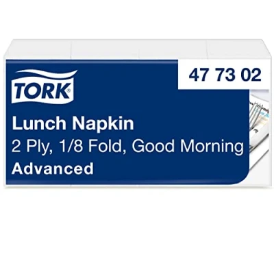 Afbeelding van Tork Lunchservet 33x33cm 2 laags 1/8 vouw Good Morning 477302