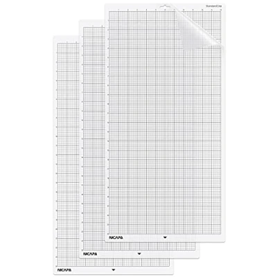 Afbeelding van NICAPA Snijmat voor Silhouette Cameo 4/3/2/1 (StandardGrip, 30 x 60 cm, verpakking van 3 stuks) hechtende en antislip flexibele rechthoekige, geruite snijmatten reserve accessoireset matten vinyl ambachtelijk