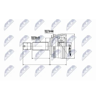 Afbeelding van Homokineet reparatie set, aandrijfas NTY NPZ HY 540