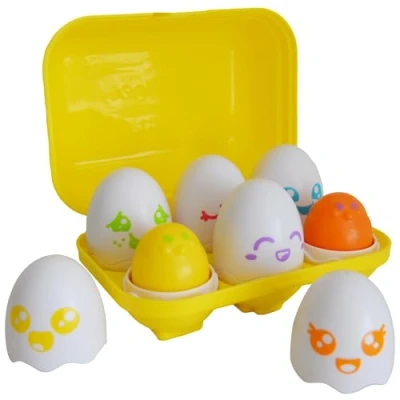 Afbeelding van TOMY Toomies Hide and Squeak Eggs Babyspeelgoed Babybox met grote eieren 3 piepende kuikens en rammelaars kleur vormsorteerder baby sensorisch speelgoed peuterspeelgoed