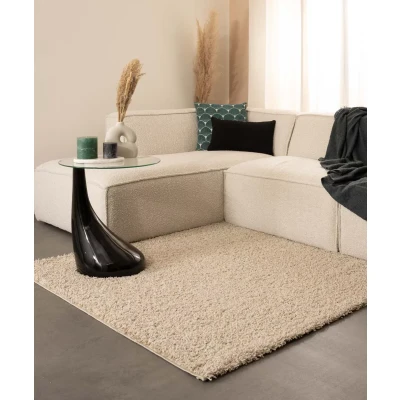 Afbeelding van Vierkant Hoogpolig Tapijt/Vloerkleed Shaggy Trend Effen Champagne 160x160 Cm