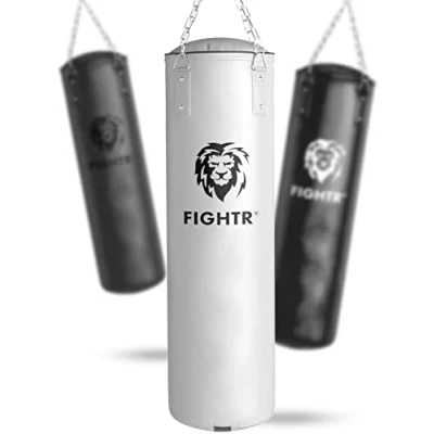 Afbeelding van FIGHTR Premium bokszak hoog slagcomfort en zeer robuust ongevulde hangend 120x35cm incl. zware ketting voor boksen, vechtsporten, MMA (gevuld)