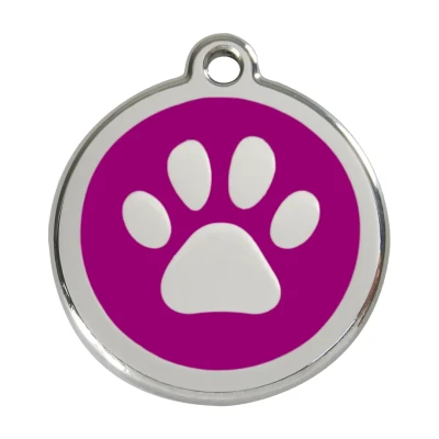 Afbeelding van Paw Print Purple roestvrijstalen hondenpenning large/groot dia. 3,8 cm RedDingo