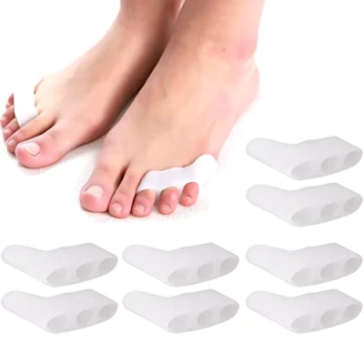 Afbeelding van Teenseparator Silicagel, Pinky Toe Bunion Corrector, 8 Stuks Bescherm Tenen Bursitis Beschermer Siliconen Drie gaats Kleine Teen Beschermhoes voor Overlappende Stijltang Pijnstilling, Unisex