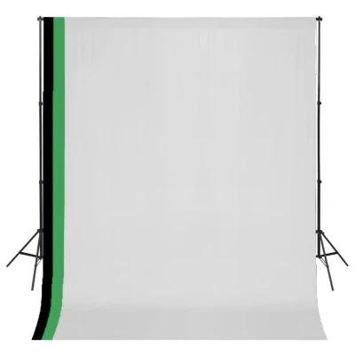 Afbeelding van VD Fotostudioset met 3 katoenen achtergronden en frame 3x3 m