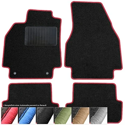 Afbeelding van moto MOLTICO Vloermatten auto velours autotapijten zwart automatten set 4 delig geschikt voor Renault Twingo II 2007 2014 (rood siernaden)